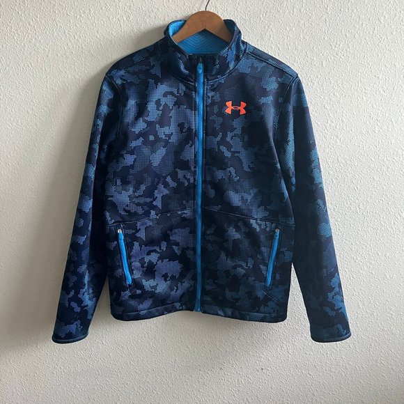 Under Armour Boys Storm Softershell Camo Full Zip Jacket Size YXL - Picture 2 of 14